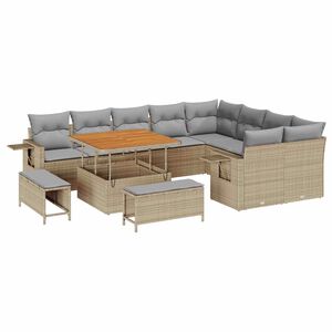 vidaXL Ensemble de canap&eacute; de jardin 12 pcs Beige polyrotin