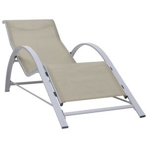 vidaXL Chaise longue textil&egrave;ne et aluminium cr&egrave;me