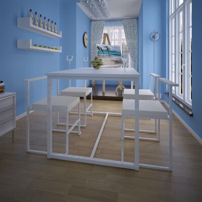 vidaXL Ensemble de table et chaises de salle à manger 5 pièces Blanc