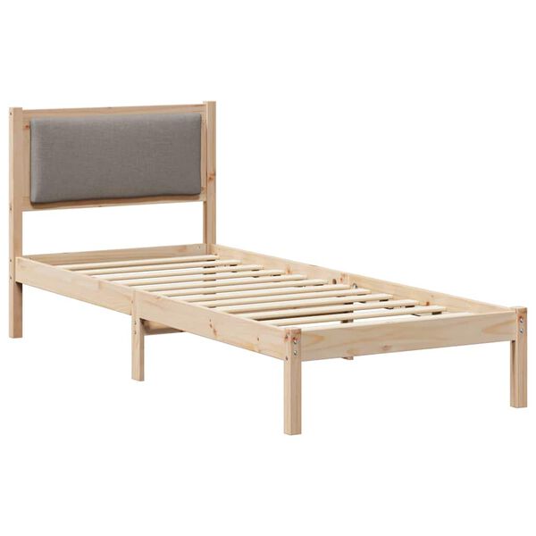 vidaXL Cadre de lit avec t&ecirc;te de lit Taupe 80 x 190 cm Pin massif