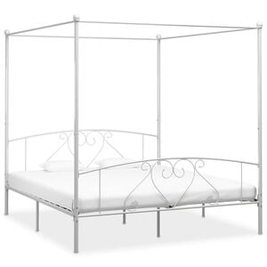 vidaXL Cadre de lit sans matelas avec baldaquin blanc 180x200 cm m&eacute;tal