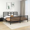 vidaXL Cadre de lit sans matelas noir bois massif 200x200 cm