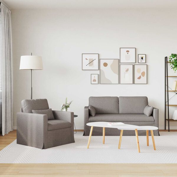 vidaXL Canap&eacute; 140cm 2 pcs Taupe M&eacute;tал