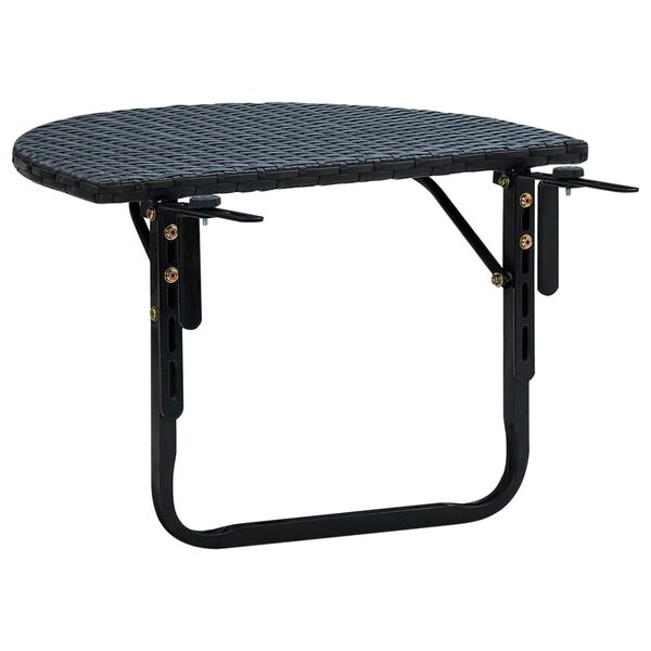 vidaXL Table de balcon 60x60x32 cm Noir R&eacute;sine tress&eacute;e