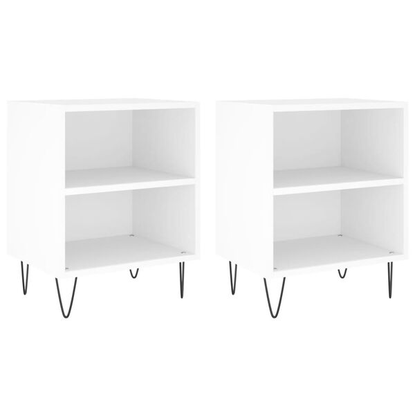 vidaXL Tables de chevet 2 pcs blanc 40x30x50 cm bois d'ingénierie