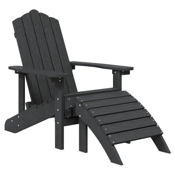 vidaXL Chaises Adirondack lot de 2 avec repose-pieds PEHD Anthracite