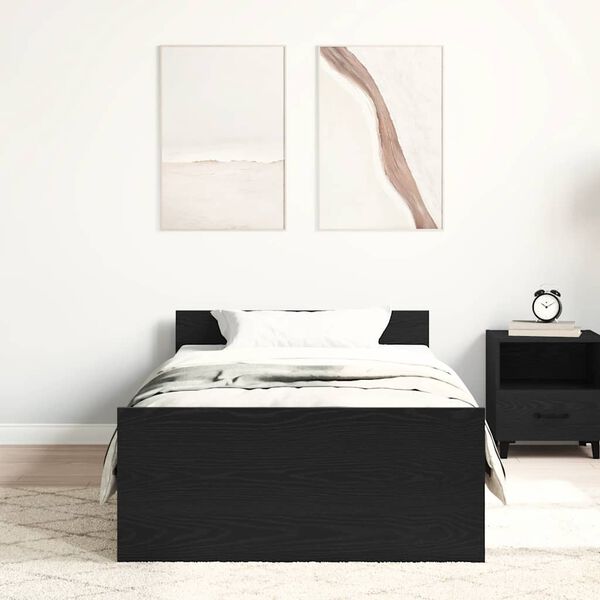 vidaXL Cadre de lit sans matelas ch&ecirc;ne noir 90x190 cm bois ing&eacute;nierie