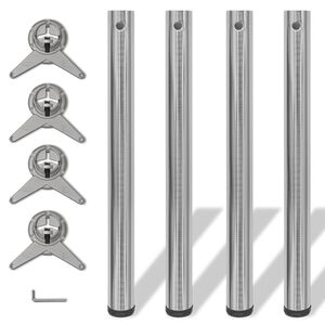4 pieds de table r&eacute;glables en hauteur 710 mm Nickel bross&eacute;