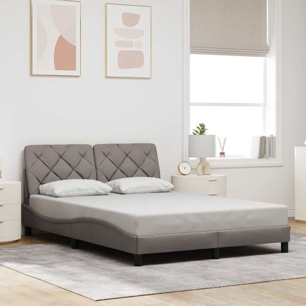 vidaXL Cadre de lit sans matelas taupe 140x190 cm tissu