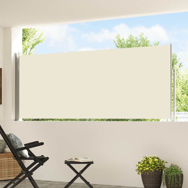 vidaXL Auvent lat&eacute;ral r&eacute;tractable de patio 120x500 cm Cr&egrave;me
