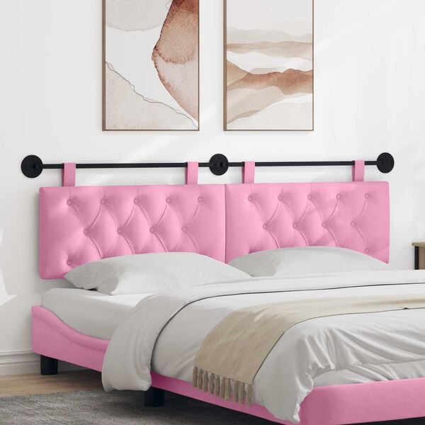 vidaXL T&ecirc;te de lit suspendue Montage mural Rose 170 x 55 x 7 cm tissu