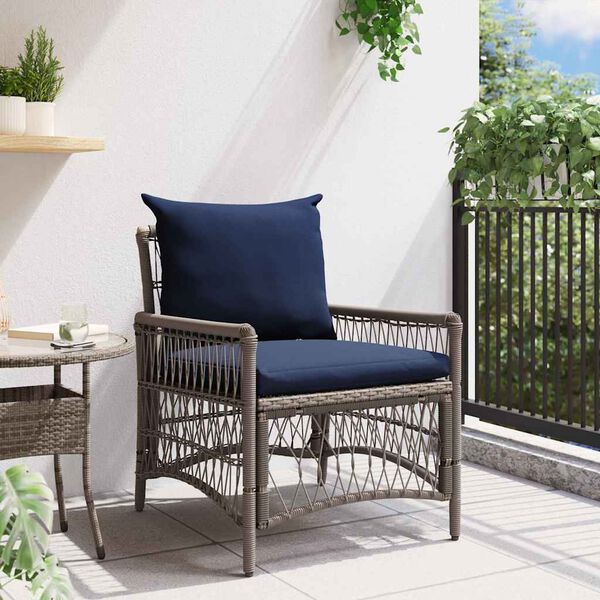 vidaXL Chaise de jardin avec coussin Gris 73 x 61 x 77 cm polyrotin