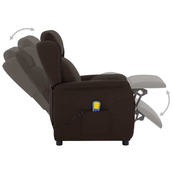 vidaXL Fauteuil de massage Marron fonc&eacute; Tissu