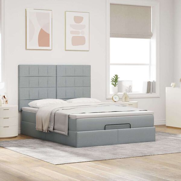 VidaXL Cadre de lit ottoman et matelas gris clair 140x200 cm tissu