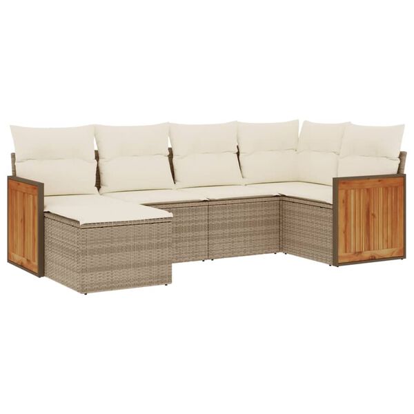 vidaXL Salon de jardin avec coussins 6 pcs beige r&eacute;sine tress&eacute;e