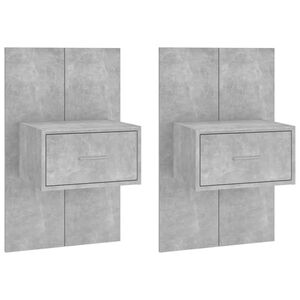 vidaXL Tables de chevet murales 2 pcs Gris b&eacute;ton