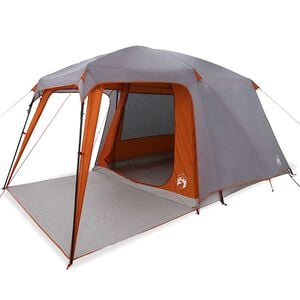 vidaXL Tente de camping avec d&ocirc;me porche 5 personnes gris et orange