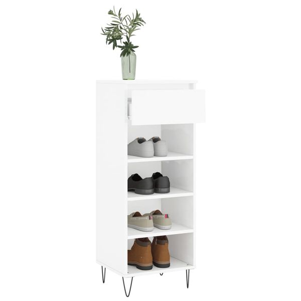 vidaXL Armoire à chaussures Blanc brillant 40x36x105cm Bois ingénierie