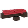 vidaXL Ensemble de canap&eacute; de jardin 7 pcs avec coussins marron r&eacute;sine tress&eacute;e