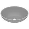 vidaXL Lavabo ovale de luxe Gris clair mat 40x33 cm Céramique