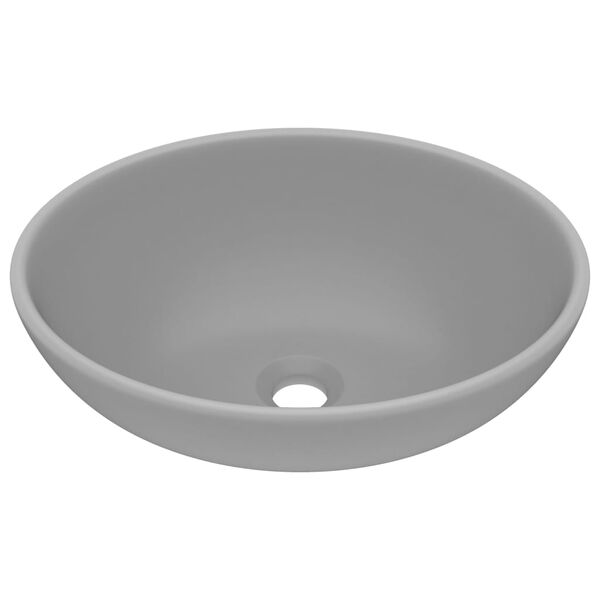 vidaXL Lavabo ovale de luxe Gris clair mat 40x33 cm Céramique