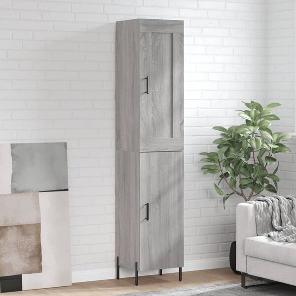 vidaXL Buffet haut Sonoma gris 34,5x34x180 cm Bois d'ing&eacute;nierie
