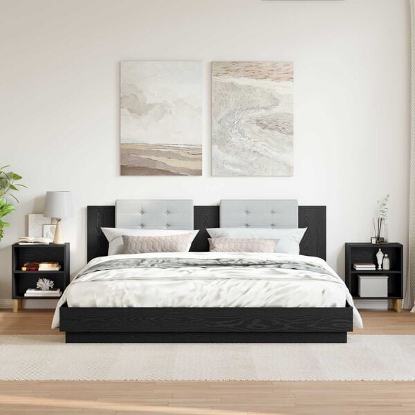 vidaXL Armoire de lit 2 pcs Ch&ecirc;ne noir 40 x 30 x 50 cm