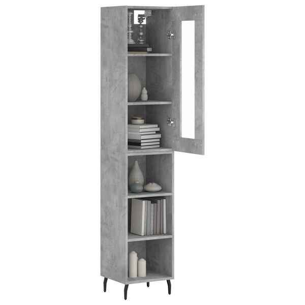 vidaXL Buffet haut Gris b&eacute;ton 34,5x34x180 cm Bois d'ing&eacute;nierie