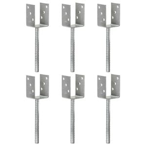 vidaXL Piquets de cl&ocirc;ture 6 pcs Argent&eacute; 7x6x30 cm Acier galvanis&eacute;