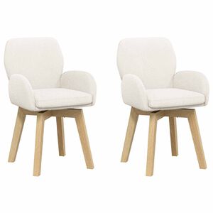 vidaXL Chaises de salle &agrave; manger pivotantes 2 pc Boucl&eacute; Cr&egrave;me