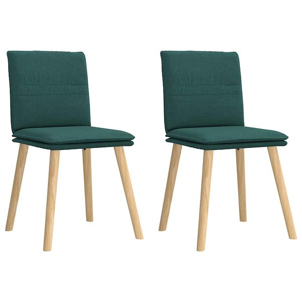 vidaXL Chaises &agrave; manger lot de 2 vert fonc&eacute; tissu