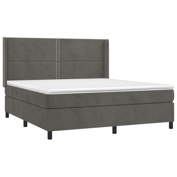 vidaXL Sommier &agrave; lattes de lit matelas et LED Gris fonc&eacute; 160x200 cm