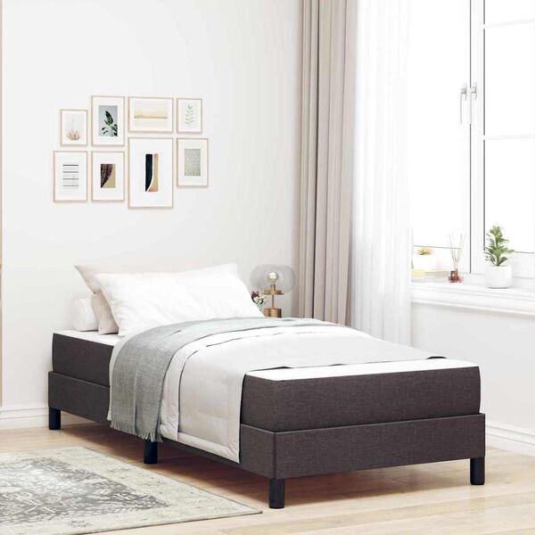 vidaXL Lit &agrave; ressorts avec matelas Marron fonc&eacute; 90 x 190 cm tissu