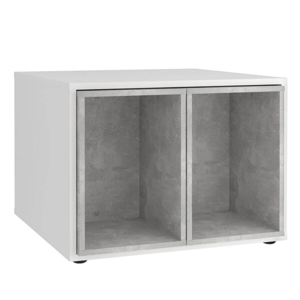 FMD Table basse avec 2 tables d'appoint 67,5x67,5x50 cm Blanc et b&eacute;ton