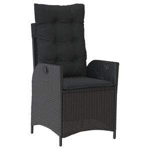 vidaXL Chaise inclinable de jardin avec coussins noir r&eacute;sine tress&eacute;e
