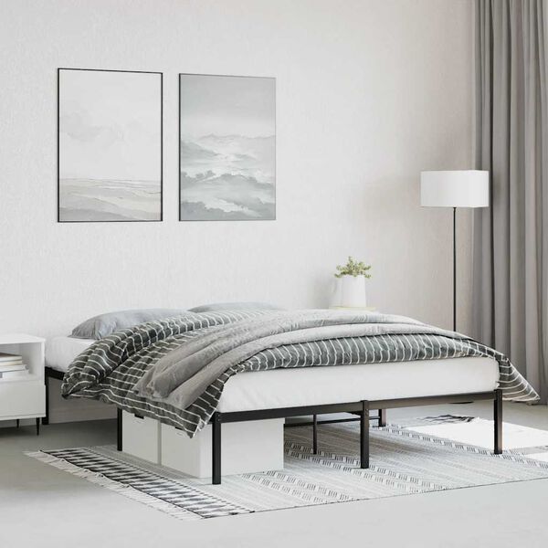 vidaXL Cadre de lit m&eacute;tal sans matelas noir 160x200 cm