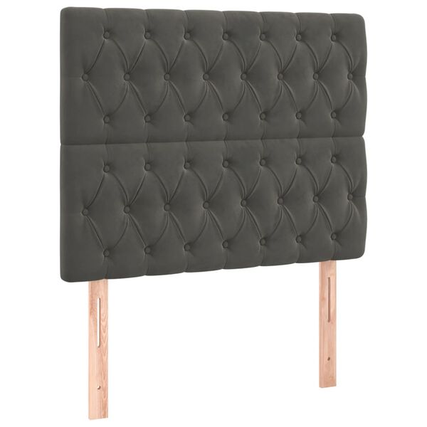 vidaXL T&ecirc;te de lit Gris fonc&eacute; 90x7x118/128 cm Velours