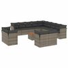 vidaXL Salon de jardin avec coussins 14 pcs gris r&eacute;sine tress&eacute;e