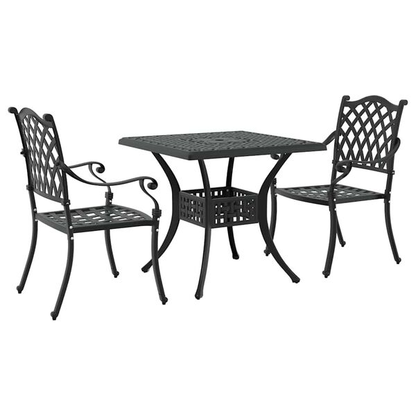vidaXL Ensemble de tables de jardin 3 pcs Noir Aluminium coul&eacute;