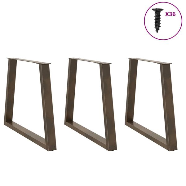 vidaXL Pieds de table &agrave; manger en forme de V 3 pi&egrave;ces Acier naturel 80 x (72-73,3) cm Acier