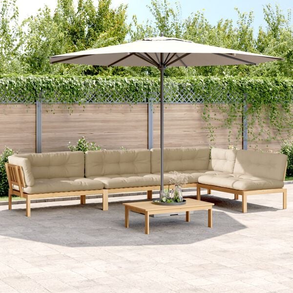 vidaXL Salon palette de jardin avec coussins 5pcs bois d'acacia massif