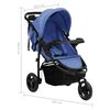 vidaXL Poussette b&eacute;b&eacute; &agrave; 3 roues Bleu marine et noir Acier
