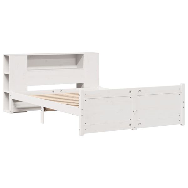 vidaXL Lit biblioth&egrave;que sans matelas blanc 140x190 cm bois pin massif