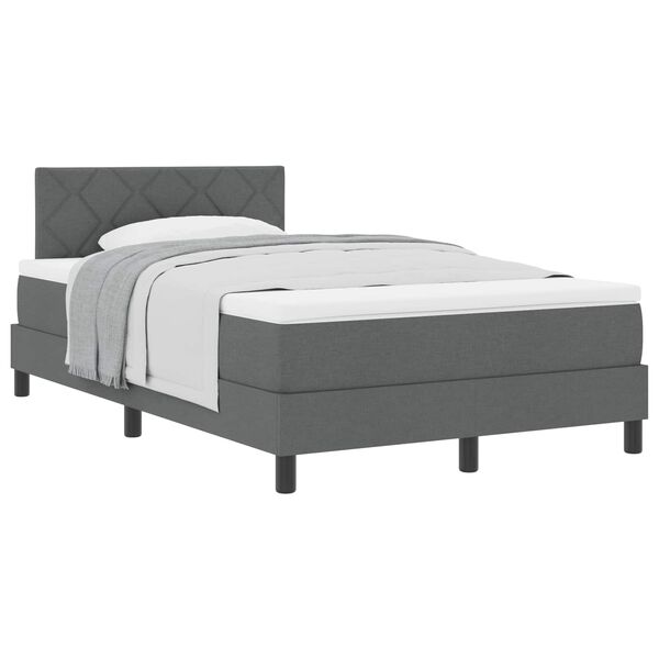 vidaXL Lit &agrave; ressorts avec matelas Gris fonc&eacute; 120 x 190 cm tissu
