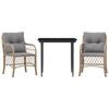 vidaXL Ensemble de bistro 3 pcs coussins m&eacute;lange beige r&eacute;sine tress&eacute;e
