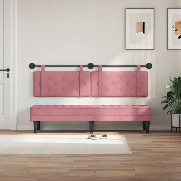 vidaXL T&ecirc;te de lit suspendue Rose 190 x 55 x 5 cm Velours