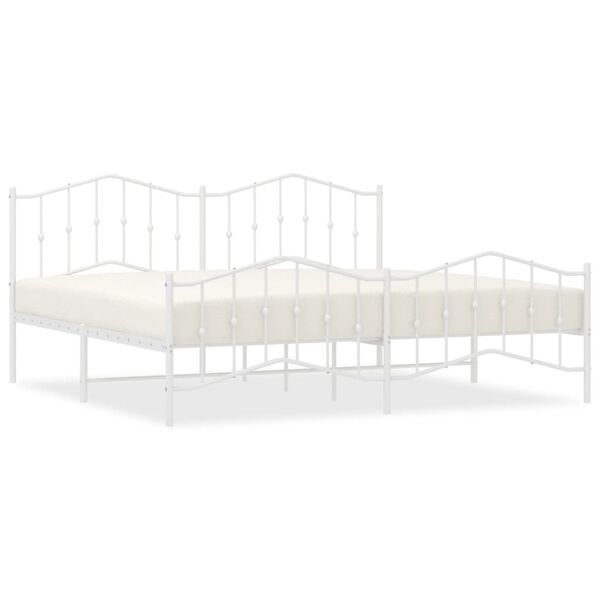vidaXL Cadre de lit m&eacute;tal sans matelas et pied de lit blanc 200x200 cm