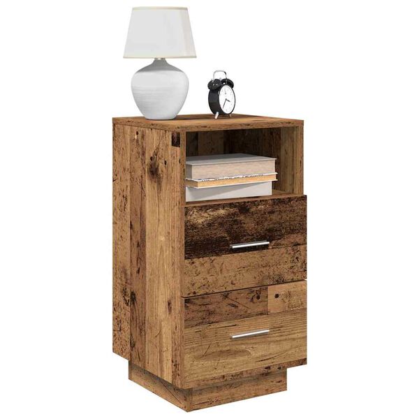 vidaXL Table de chevet avec 2 tiroirs vieux bois 36x36x68 cm