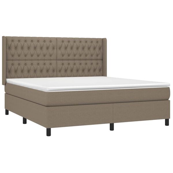 vidaXL Sommier &agrave; lattes de lit avec matelas Taupe 180x200 cm Tissu