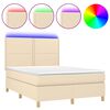vidaXL Sommier &agrave; lattes de lit et matelas et LED Cr&egrave;me 140x190cm Tissu